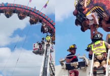 NIÑOS QUEDAN COLGADOS BOCA ABAJO EN MONTAÑA RUSA POR HORAS