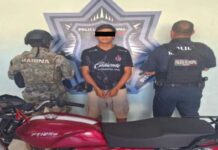 DETIENEN SSPM Y MARINA A DOS POR EL PRESUNTO DELITO DE POSESIÓN DE VEHÍCULO ROBADO