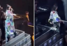 Laura Pausini sufre brutal caída en pleno concierto y rueda por las escaleras | VIDEO